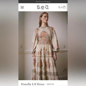 Sea New York Cream Floral Midi Dress